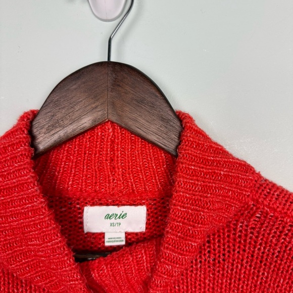 Aerie Oh-Snow-Soft Mock Neck Orange Slouchy Sweater - Picture 5 of 7